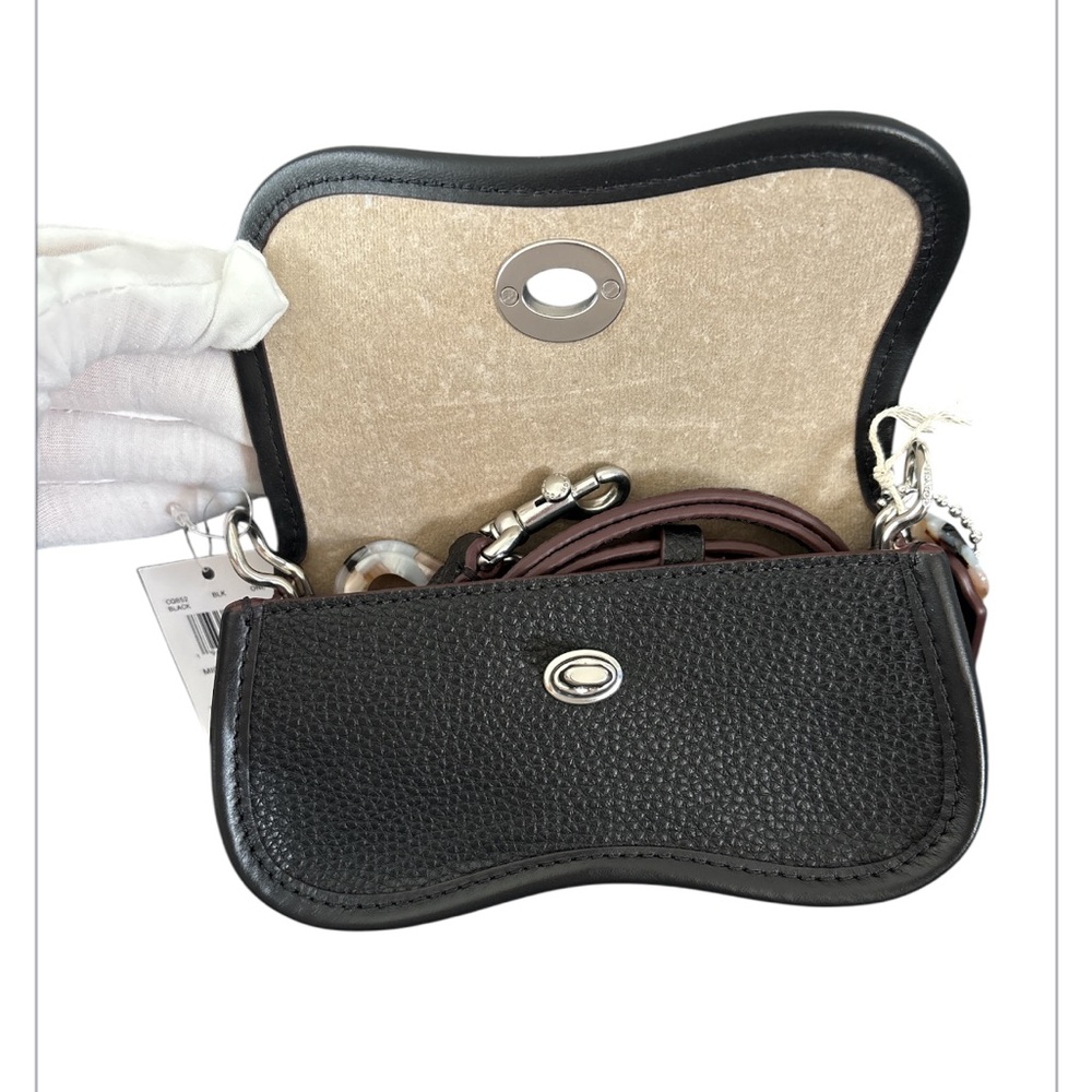 NWT Coach Leather micro wavy Dinky black purse crossbody - Picture 6 of 10